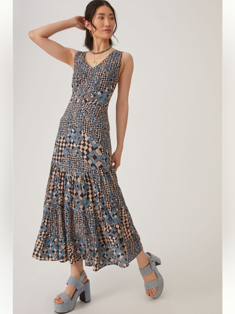 Let Me Be Anthropologie Flounced Maxi Dress